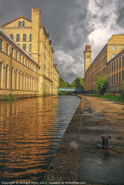 Storm brewing Salts Mill Picture Board by Richard Perks
