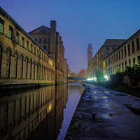 Buy canvas prints of Misty Morning Salts Mill by Richard Perks