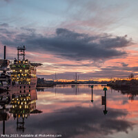 Buy canvas prints of Daybreak over the Tees at Middlesborough by Richard Perks