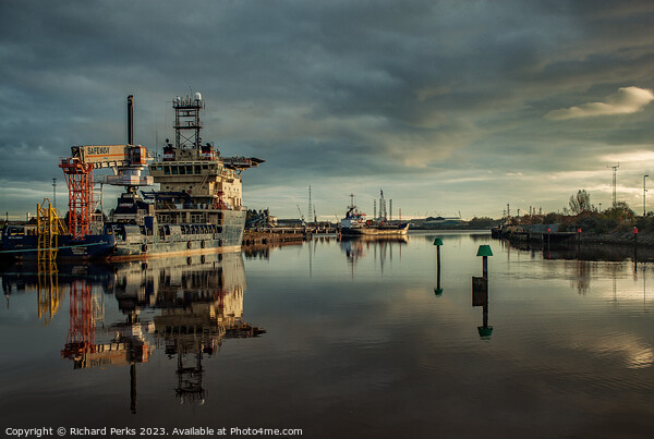 Ships on the River Tees Picture Board by Richard Perks