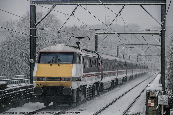 LNER heritage Train in the Snow Picture Board by Richard Perks