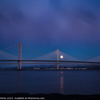 Buy canvas prints of Queensferry Crossings and the Moon by Richard Perks