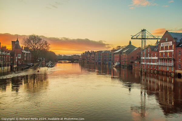 Sunrise over the Floods in York Picture Board by Richard Perks
