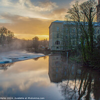 Buy canvas prints of Misty Morning at Saltaire by Richard Perks