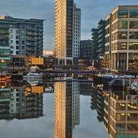 Buy canvas prints of Leeds Dock Reflections by Richard Perks