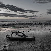 Buy canvas prints of forgotten Filey flip flop by Richard Perks