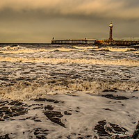 Buy canvas prints of wild waves whitby by Richard Perks