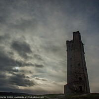 Buy canvas prints of Majestic Castle Hill Tower Amidst Rolling Clouds by Richard Perks