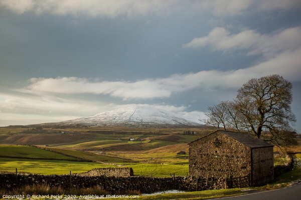 Snowcapped Ingleborough Picture Board by Richard Perks