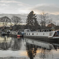 Buy canvas prints of Barges at Apperley Bridge in Winter by Richard Perks