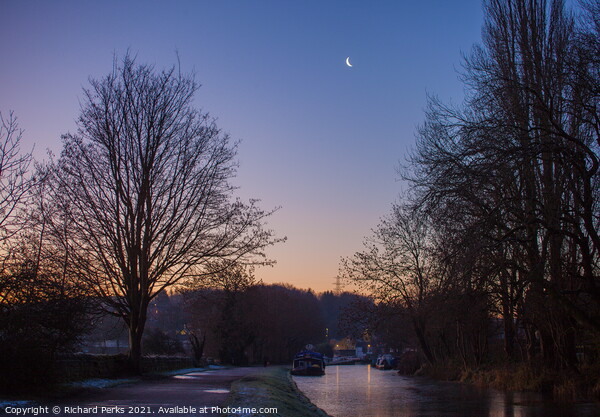 Moonlight over the Leeds - Liverpool canal, Leeds Picture Board by Richard Perks