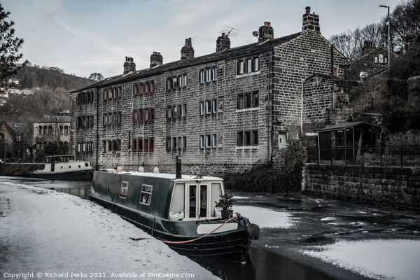 Canal Boat at Hebden Bridge Picture Board by Richard Perks