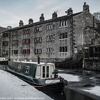 Buy canvas prints of Canal Boat at Hebden Bridge by Richard Perks