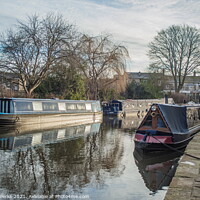 Buy canvas prints of Barges at Skipton canal basin by Richard Perks