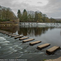 Buy canvas prints of Stepping Stones in the River Wharfe near Ilkley Mo by Richard Perks