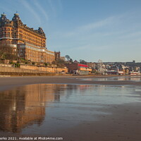 Buy canvas prints of The Grand Hotel Scarborough in reflection by Richard Perks