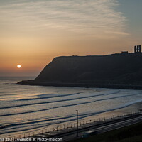 Buy canvas prints of Misty sunrise at Scarborough North Bay by Richard Perks