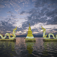 Buy canvas prints of THAILAND PHAYAO LAKE PHAYANAK NAGA STATUE by urs flueeler