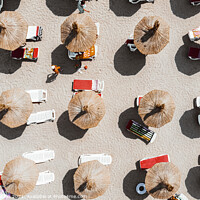 Buy canvas prints of People On Beach, Aerial Beach Umbrellas Photography by Radu Bercan