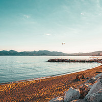 Buy canvas prints of Cannes Beach Landscape On French Riviera by Radu Bercan
