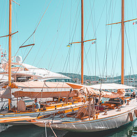 Buy canvas prints of Luxurious Yachts And Boats In Cannes, Travel Print by Radu Bercan