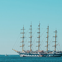 Buy canvas prints of Antique Ship At Sea, Set Sails In Cannes by Radu Bercan
