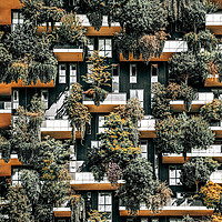 Buy canvas prints of Bosco Verticale Natural Tree Tower, Milan Italy by Radu Bercan