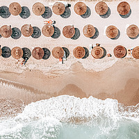 Buy canvas prints of People On Beach, Aerial Photography, Blue Sea Wave by Radu Bercan