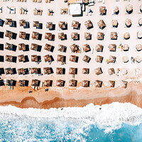 Buy canvas prints of Aerial Beach Print, Coastal Beach, Australia Beach Umbrellas, Aerial Photography, Ocean Waves, Waves Print, Sea Print, Modern Home Decor, Art Print by Radu Bercan