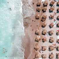Buy canvas prints of Aerial Beach Art Print, Summer Vibes Print, Blue Sea Photography by Radu Bercan