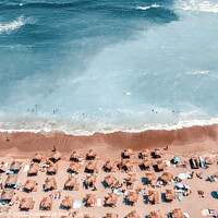 Buy canvas prints of Coastal Print, Aerial Beach Photography Print, Summer Vibes Art by Radu Bercan