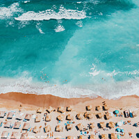 Buy canvas prints of Ocean Waves Art Print, Aerial Blue Ocean Print, Summer Vibes by Radu Bercan