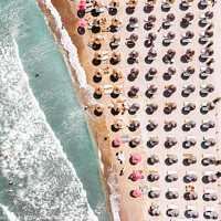 Buy canvas prints of Ocean Print, Beach Umbrellas Print by Radu Bercan