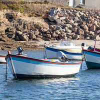 Buy canvas prints of Boats at anchor in Primelin harbor by aurélie le moigne