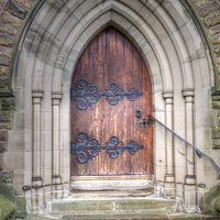 Buy canvas prints of Old Wooden Church Door by Oliver Porter