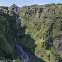 Buy canvas prints of Stunning View of Secret Canyon with Double Waterfall in Iceland  by Pere Sanz