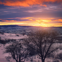 Buy canvas prints of Beautiful Winter Sunset in a Snowy Landscape  by Pere Sanz