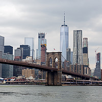 Buy canvas prints of Lower Manhattan Skyline and Brooklyn Bridge Panora by Pere Sanz