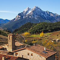 Buy canvas prints of Gisclareny Village and Iconic Pedraforca Mountain  by Pere Sanz