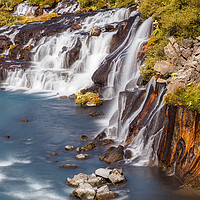 Buy canvas prints of View of Colorful Hraunfossar Waterfall, Iceland by Pere Sanz