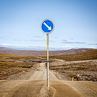 Buy canvas prints of Road Sign in the Highlands for 4x4 cars in Iceland by Pere Sanz
