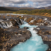 Buy canvas prints of Beautiful Turquoise Bruarfoss Waterfall, Iceland  by Pere Sanz