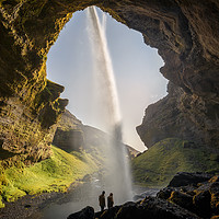 Buy canvas prints of Kvernufoss Waterfall as seen from behind, Iceland by Pere Sanz