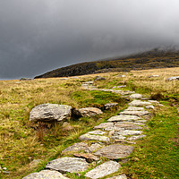 Buy canvas prints of Stone path in the mountains of snowdonia, Wales by Pere Sanz