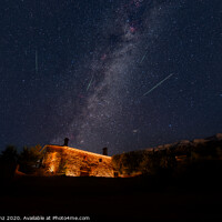 Buy canvas prints of Perseid Meteor Shower over a Rural House by Pere Sanz