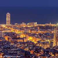 Buy canvas prints of Barcelona skyline panorama at night by Pere Sanz