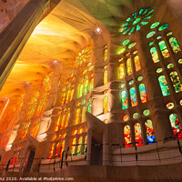 Buy canvas prints of The interior of Sagrada Familia, the cathedral designed by Gaudi in Barcelona, Catalonia by Pere Sanz