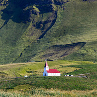 Buy canvas prints of Church on a hill in Vik, southern Iceland by Pere Sanz