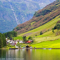 Buy canvas prints of Small village at the banks of the Aurlandsfjord in Norway by Pere Sanz
