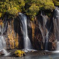 Buy canvas prints of View of Colorful Hraunfossar Waterfall, Iceland by Pere Sanz